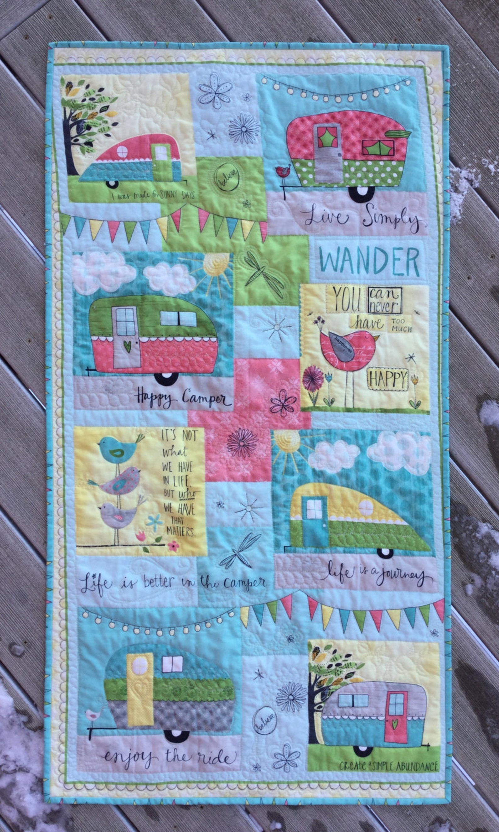 Camper Quilt Happy Camper Camping Quilt Camper Fabric Etsy