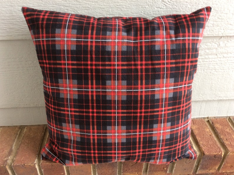 Black Red Plaid Flannel Check Pillow 16 Inch Decorative Couch Etsy