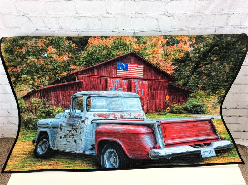 Old Barn Quilt Old Truck Quilted Wall Hanging Vintage Truck Etsy