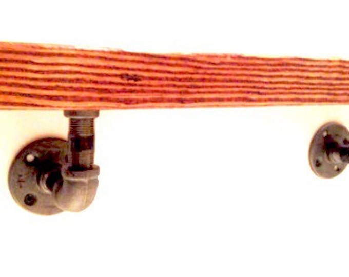 24/" Steampunk shelf with 3//4/" Black and Copper Pipe Blue Valve and 1/"X12/" WOOD