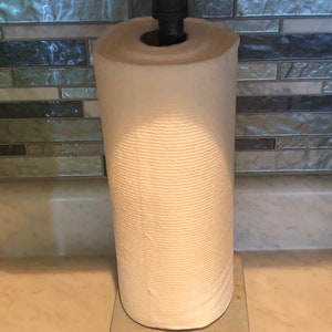 Industrial Rustic Urban Pipe Paper Towel Holder (Blue Base)
