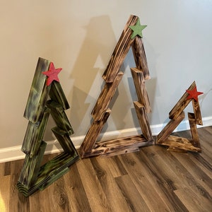 Wooden Christmas Tree With Stars - Christmas Decor - Rustic Christmas Tree - Holiday Decor - large, medium, small - Pick your own Stain