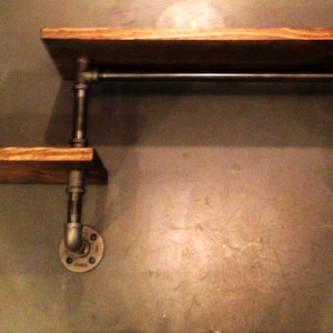 Industrial Urban Iron Pipe Two Tier shelf Design (Pick your own stain)(Pick wood size 1x6 or 1x8)