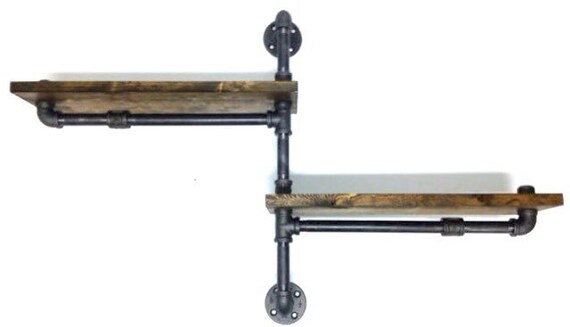 Industrial Urban Iron Pipe Two Tier shelf design (Pick your own stain)