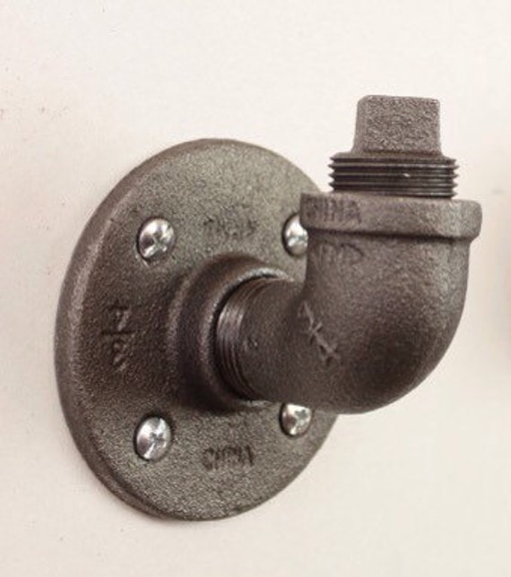 Industrial pipe wall hook and/or curtain tie back (Choose 1/2" or 3/4" pipe)