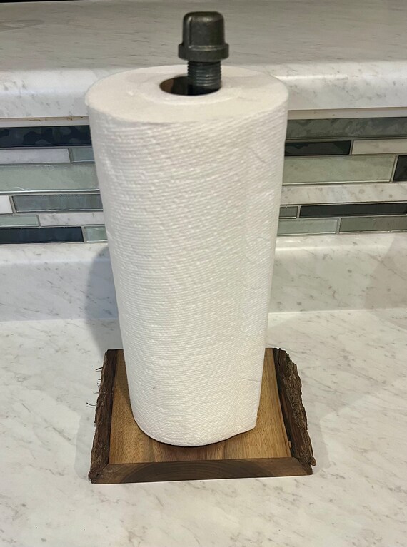 Live Edge Walnut Industrial Pipe Paper Towel Holder