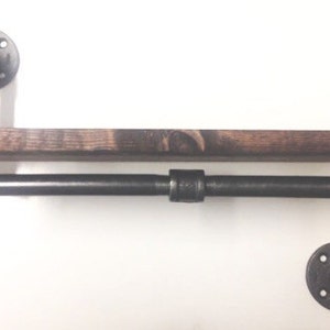 Étagère urbaine en tuyau de fer industriel de 24 po design 1&quot;X12&quot; BOIS (choisissez votre propre teinture)