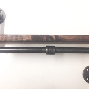 Urban 24&quot; Industrial Iron Pipe shelf design 1&quot;X6&quot; WOOD (Pick your own stain)