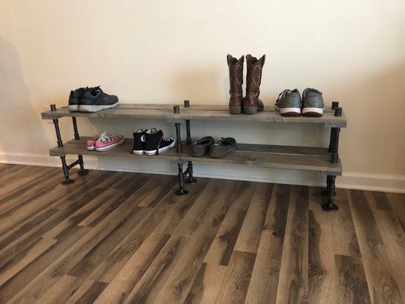 Huge Industrial Shoe Rack, Shoe Storage, Shoe Rack, Entryway Shoe Organizer, Shoe Stand (48", 56" or 64" sizes & Stain Options)