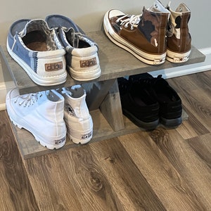 9.25&quot; Farmhouse X Shoe Rack, Shoe Storage, Shoe Rack, Entryway Shoe Organizer, Shoe Stand (Stain Options)