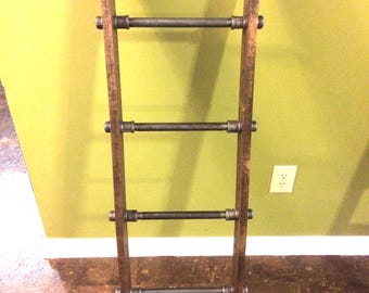4 Industrial by Pipe and Wood Blanket Ladder Wood Quilt Ladder Rustic Quilt Blanket Ladder Pipe Decor Blanket Ladder Etsy Canada