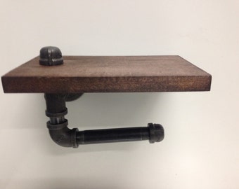 Industrial 1/2" Pipe Toilet Paper Holder With Shelf