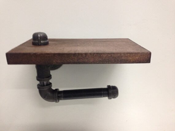 Industrial 1/2" Pipe Toilet Paper Holder With Shelf