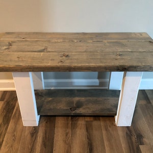 Farmhouse Bench with Shoe Rack  (Pick your own stain)