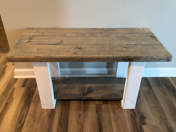 Farmhouse Bench with Shoe Rack  (Pick your own stain)