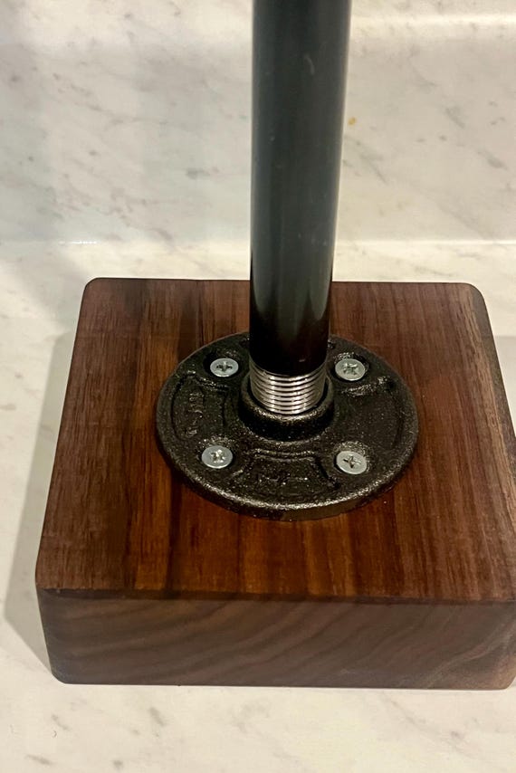 Pipe Paper Towel Holder made with Thick Black Walnut Wood