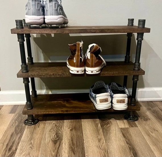 Industrial Shoe Rack, 9.25” Depth  Shoe Storage, Shoe Rack, Entryway Shoe Organizer, Shoe Stand (3 different Sizes & NEW Stain Options)