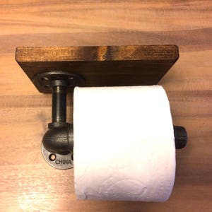 Industrial Pipe Toilet Paper Holder with shelf