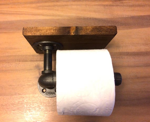 Industrial Pipe Toilet Paper Holder with shelf