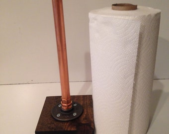 3/4" Copper Pipe Paper Towel Holder (Pick your own stain (Base))