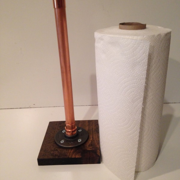 3/4" Copper Pipe Paper Towel Holder (Pick your own stain (Base))