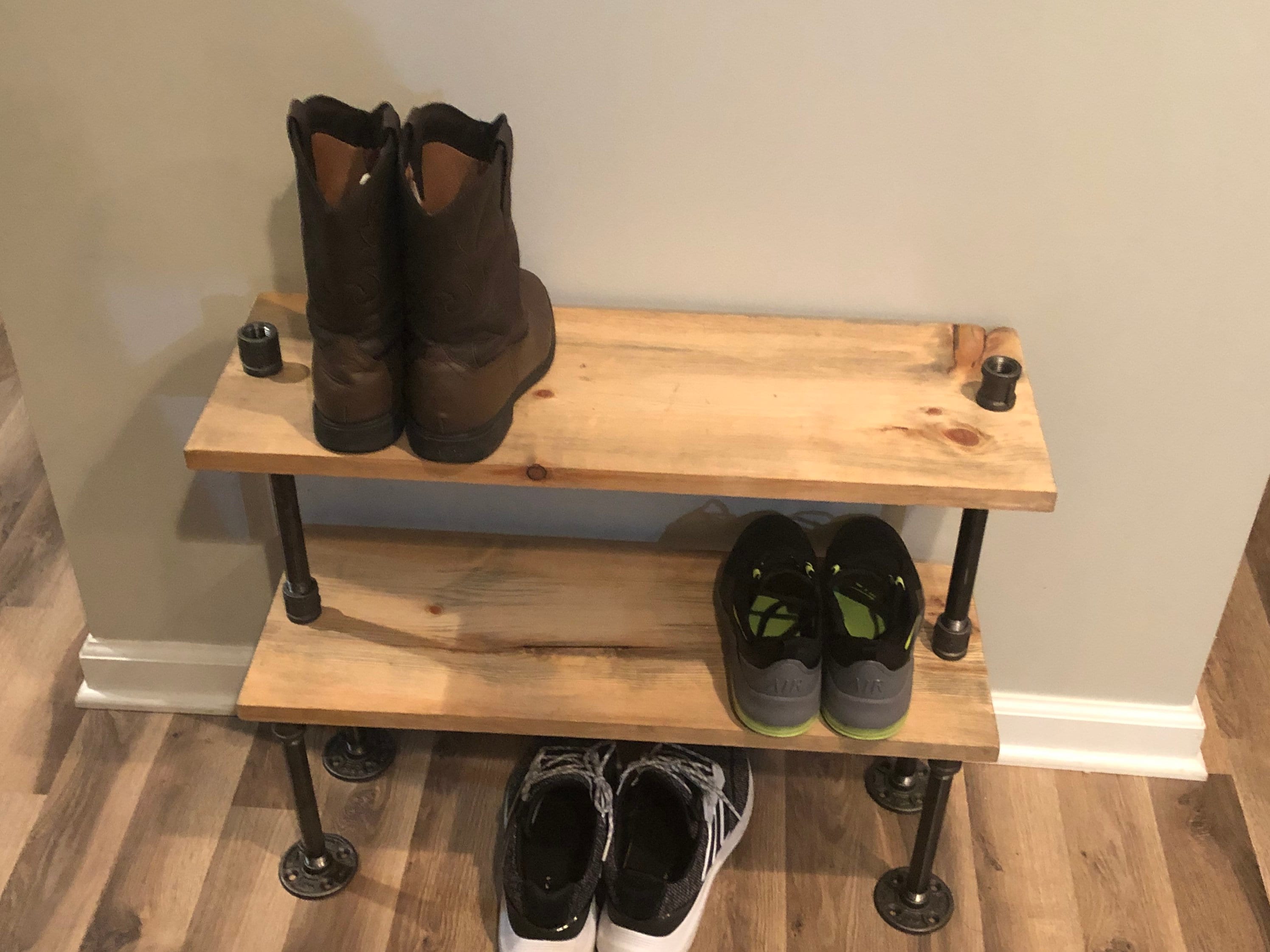 Industrial Shoe Rack, Entryway Organization