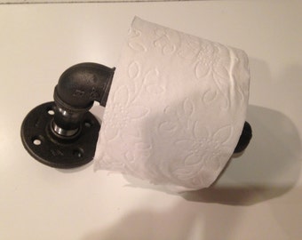 Industrial 3/4" Black Pipe Toilet Paper Holder, Prefect Industrial Decor