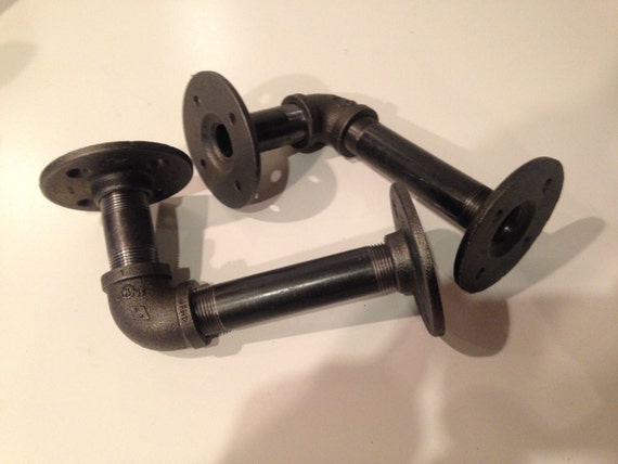 Pipe Industrial Bracket made with 3/4" Pick your own size (( 6",8",10" or 12" Depth ))