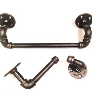 Set da bagno industriale - tubo nero con supporto di carta igienica, gancio per accappatoio e 12",14", o 20" porta asciugamani