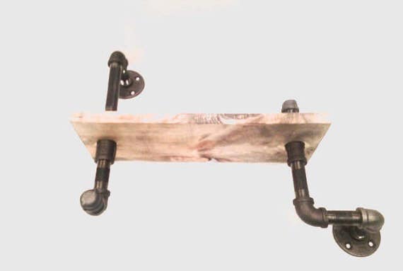 Industrial shelf with 1/2" Black Pipe and 1"X6",8",10" or 12" WOOD (Pick your own stain and length)