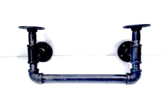 Industrial black pipe shelf bracket (Pick 1/2" or 3/4" pipe)(Choice your own depth 3", 4", 5" or 6")