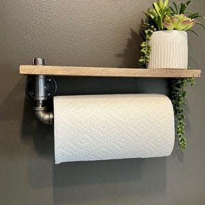 Industrial paper towel holder with spice rack (Pick your own stain)