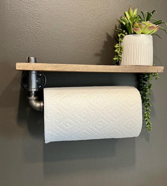 Industrial paper towel holder with spice rack (Pick your own stain)