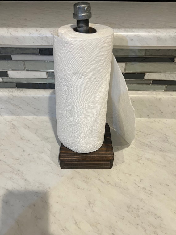 Industrial Rustic Urban Pipe Paper Towel Holder (With 14 stain Options for the base)