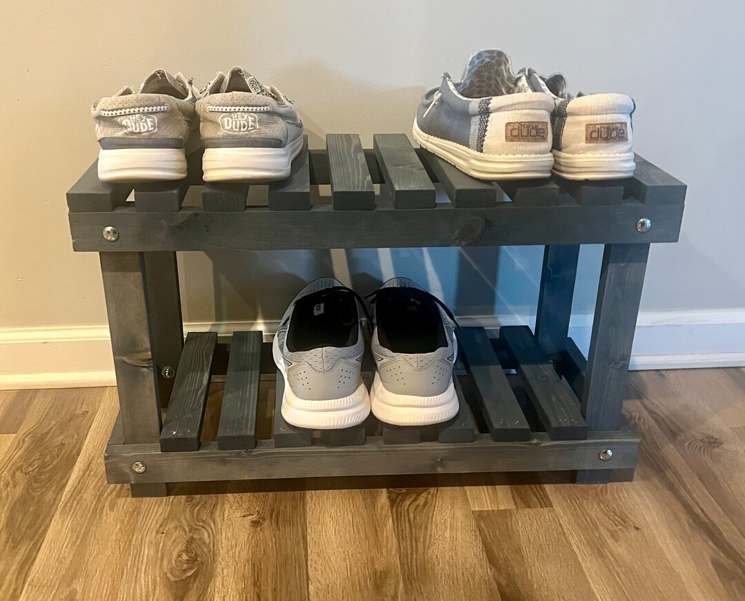 Entryway Two Tier Shoe Rack (pick Your Own Stain) - Etsy