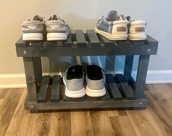 Entryway Two Tier Shoe Rack (Pick your own stain)