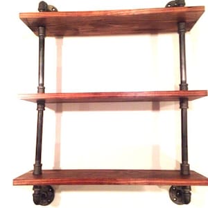 48 WIDE CUSTOMIZEABLE Industrial Pipe Three Shelf Pick your own stain image 3