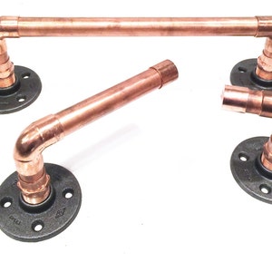 Set da bagno Copper Design Tubo da 3/4" o 1/2" con porta carta igienica, gancio per accappatoio e porta asciugamani da 14"
