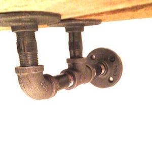 Two Industrial Pipe Double Shelf Brackets