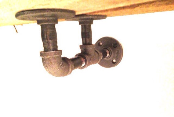 Two Industrial Pipe Double Shelf Brackets