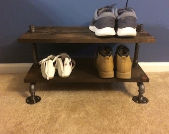 Industrial Shoe Rack, Shoe Storage, Shoe Rack, Entryway Shoe Organizer, Shoe Stand (Size & Stain Options)