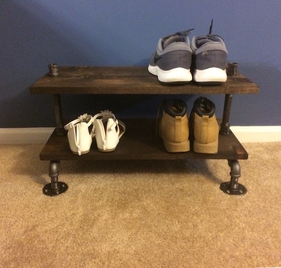 Industrial Shoe Rack, Shoe Storage, Shoe Rack, Entryway Shoe Organizer, Shoe Stand (Size & Stain Options)