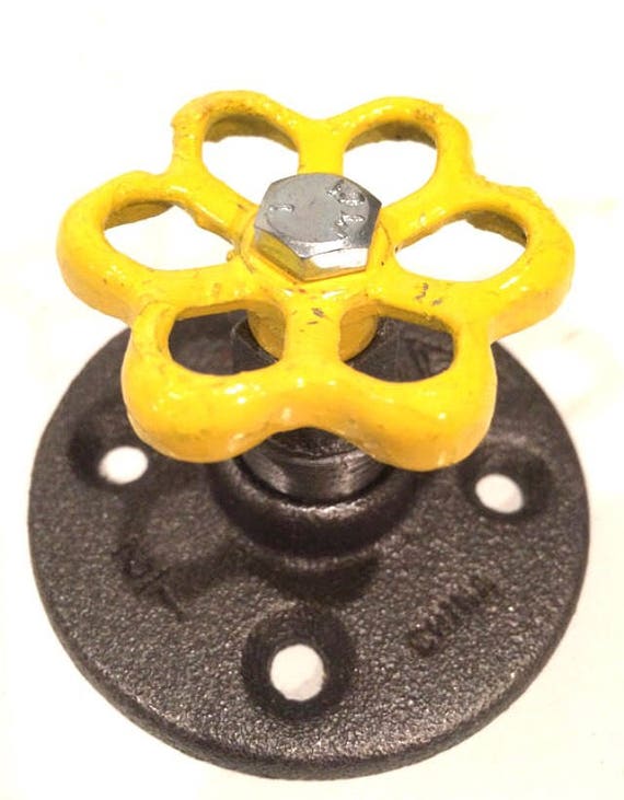 Industrial Pipe Wall Hook And Or Curtain Tie Back With Yellow Etsy