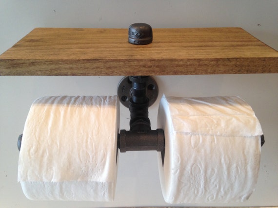 Industrial Pipe Double Toilet Paper Holder (Pick your own stain)