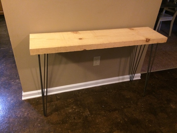 Modern Rustic Entryway Table, Console Table, Sofa Table, Industrial Table with 3 Rod Hairpin Leg 2”x12”x48” (Pick your own stain & Length)