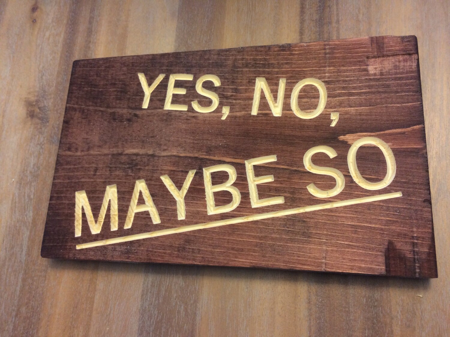 Yes, No, Maybe So Sign (Carved)(pick your own stain)