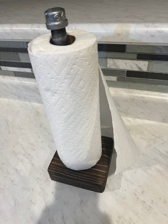 Industrial Rustic Urban Galvanized Pipe Paper Towel Holder (FREE Shipping) (Pick your own stain for the base)