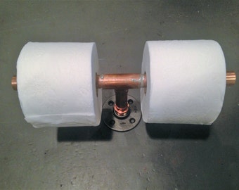 Copper Design Pipe Double Toilet Paper Holder