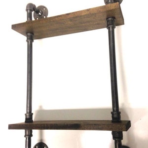 Industrial 24" Iron Pipe Two Tier Spice Rack Pipe Shelf (Pick your own stain)