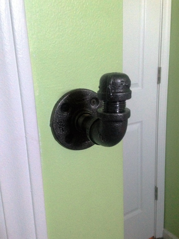 Industrial pipe wall hook and/or curtain tie back